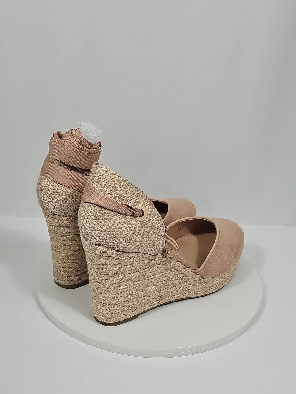 ON 34th Melindaa Espadrille Wedge Lace Up Sandals Nude Blush 10 NIB